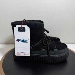Pajar Canada Snow Boots Women 7 Ceria  Shearling Platform Black Waterproof NWT